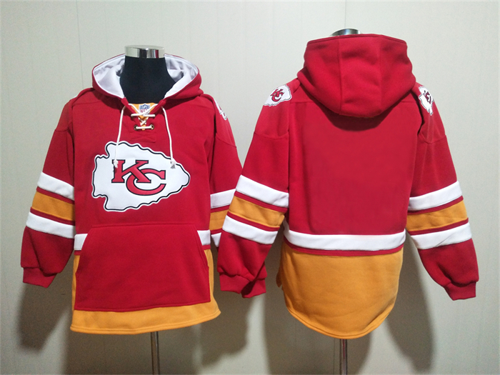 Kansas City Chiefs Blank Hoodies Red Lace-Up Pullover Hoodie